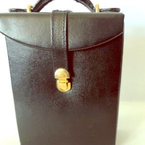 Black leather jewelry travel case